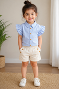 Sky Blue Ruffle Top & Shorts Co-ord Set