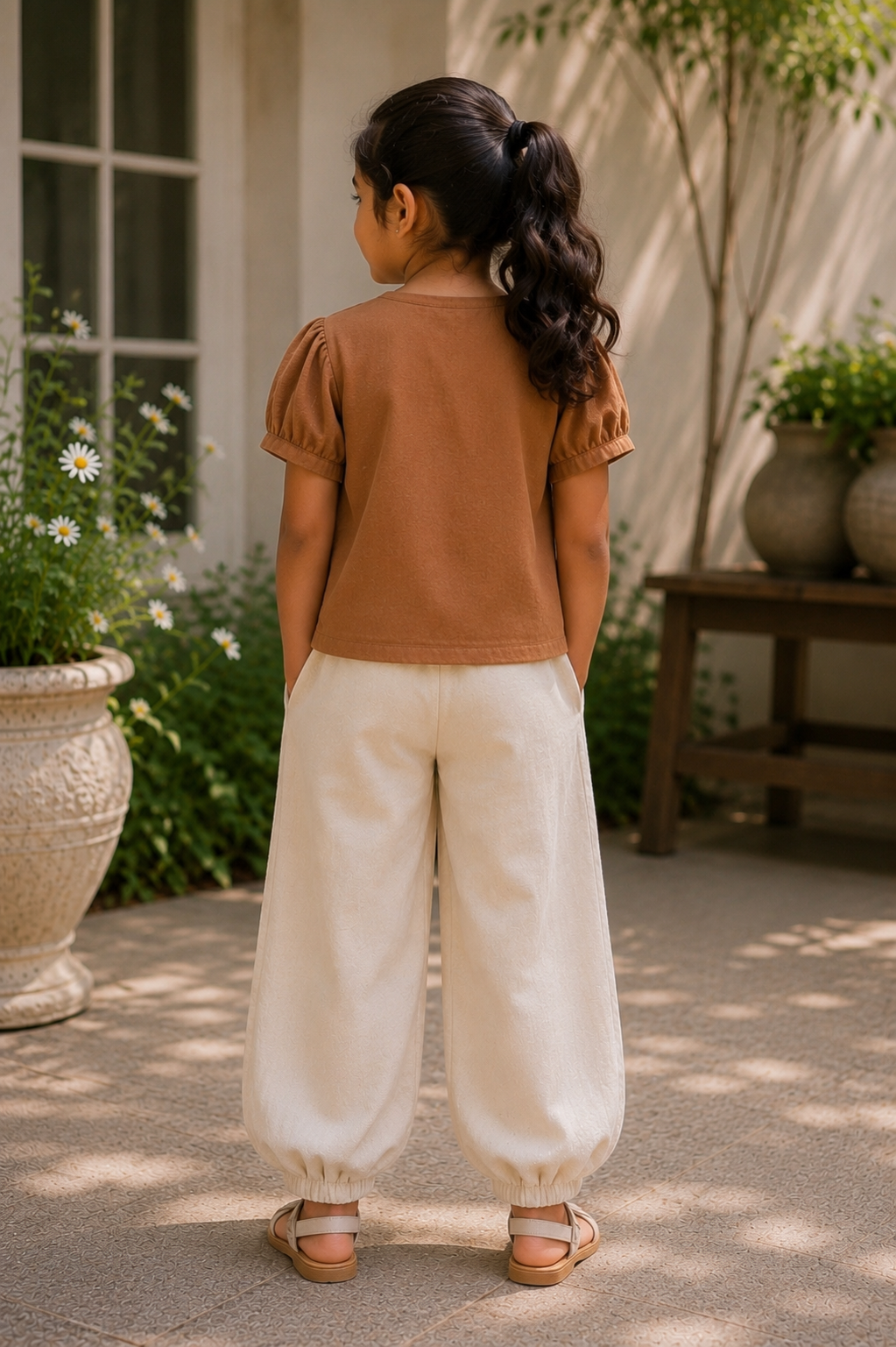 Girls Premium Cotton Embroidered Top & Jogger Pants Co-ord Set