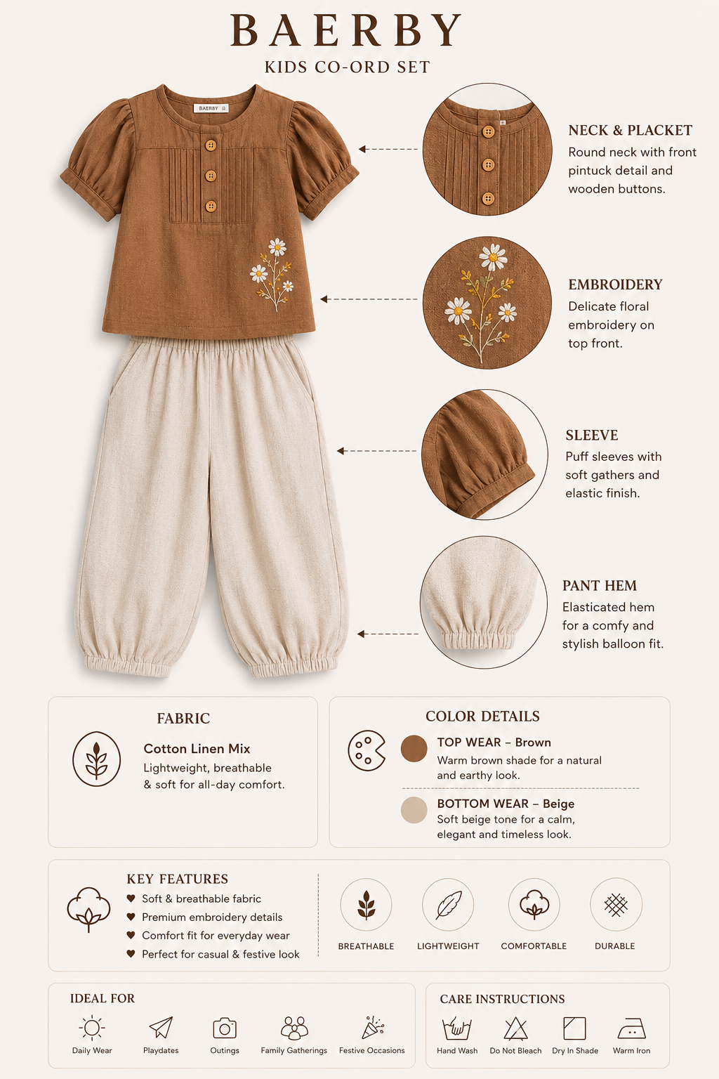 Girls Premium Cotton Embroidered Top & Jogger Pants Co-ord Set
