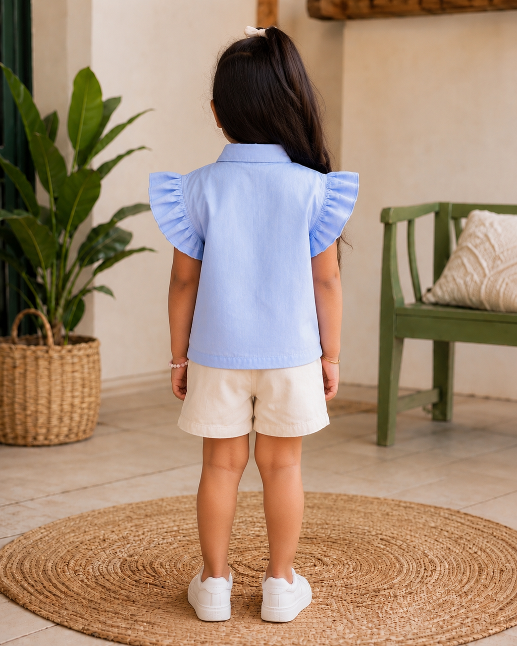 Sky Blue Ruffle Top & Shorts Co-ord Set