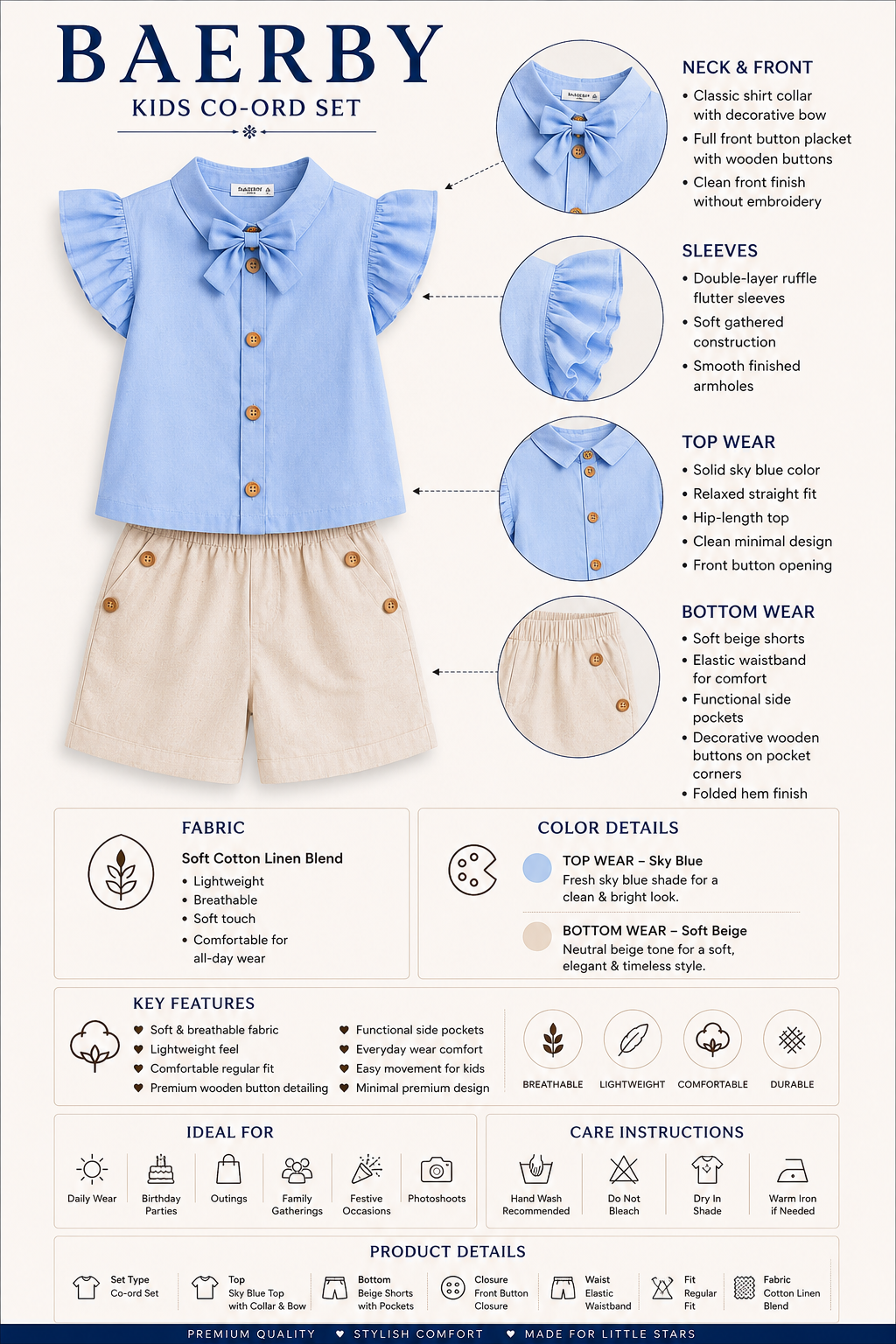 Sky Blue Ruffle Top & Shorts Co-ord Set